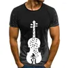 Erkeklerin izleri özel mürekkep tişörtleri erkekler büyük çello gitar yaz saf pamuklu kıyafetler müzik sevgilisi kolej tees