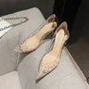 Nette schoenen met diamanten puntige neus met kristallen Transparante strass schoenen voor dames Bruiloft bruid Schoen met hak Heldere pumps Y2k 39 E 231201