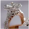 Band Rings Gorgeous 3Pcs/Set Women Wedding Rings Mosaic Cz Two Tone Romantic Female Engagement Ring Fashion Jewelry Drop Delivery Jewe Dhmx2