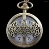 Pocket Watches Digital Display Hollow Out Bat Embossed Quartz Watch Vintage Steampunk Chain Men's Accessories Women's Jewelry Gifts