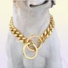 10121517mm 316L paslanmaz çelik gümüş colorgold renk Küba zinciri evcil köpek yaka gerdanlık kolyesi 1232quot chokers36293974979556