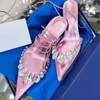 Dress Shoes 2023 Brand Rhinestones Clear PVC Women Pumps Sexy Ankle Strap Crystal Stiletto High Heels Fashion Summer Wedding Party