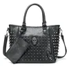 Evening Bags Rivet Women Bag Pu Leather Crossbody Purse Skull Handbag Quality Punk Shoulder With Wallet Messenger