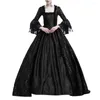 Freizeitkleider Damen Steampunk Vintage Spitze Patchwork Große Glockenärmel Mittelalterkleid Plus Size Gothic Elegantes Kleid mit quadratischem Ausschnitt