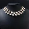 Catene Moda Donna Collana slim fit Collana geometrica con strass in cristallo stile banchetto Accessori per gioielli lucenti