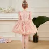 Robes de fille Mode bébé fille princesse paillettes robe de plumes manches bouffantes infantile enfant en bas âge enfant vestido fête d'anniversaire vêtements 12m 14y 231202