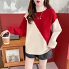 Kvinnors tröjor Dayifun Women Sticked Pullovers Polka Dot Color Blocking Design Sweater Autumn Winter Loose Half High Neck Long Sleeve Chic