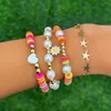 Strand Boho Kpop Sweet Yellow Sunflower Posting Pulseras para mujeres Estrella de moda coreana Polimador Berros Clay Pareja de amigos Joyería