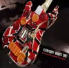 Upgraded Relic Edward Eddie Van Halen Franken Stein Black White Stripes Red Electric Guitar Red Yellow Reflector Eye hook Straps Quarter Coin Floyd Rose Tremolo