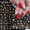 Adesivi Decalcomanie 3D Oro Bianco Fiocchi di neve Alce Adesivi per unghie Anni Natale Adesivo Nail Art Design Ornamenti invernali Manicure Diapositive Decalcomanie 231202