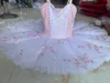 Stage Wear Pancake Tutu Jupe pour enfants Costumes de danse du ventre Performance Robe de broderie Rose Jupes de ballet professionnelles