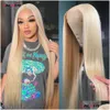 Synthetic Wigs 32 Inch 613 Blonde Bone Straight Lace Frontal Human Hair With Babyhair For Black Women Closure Wig Drop Delivery Produc Dhcgx