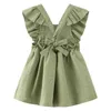 Girl Dresses France Infant Baby Girls Cotton Dress Linen Muslin Sleeveless Ruffle Decoration Fashion Clothing Square Collar Girl's