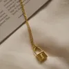 Hanger Kettingen 18k Vergulde Roestvrij Stalen Initial Oud Engels Brief Vierkant Slot Ketting Voor Vrouwen Waterdichte Sieraden Gift