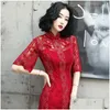 Ethnische Kleidung Sommer Mädchen Rote Weide Mittellanges Qipao Retro Chinesischer Stil Kleid Cheongsam Kleid Drop Delivery Bekleidung Dhxsr