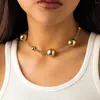 Anhänger Halsketten Elegante Goldfarbe Big Ball Bead Choker Halskette für Frauen Schmuck