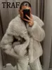 Pele feminina faux traf jaquetas cortadas para mulheres casacos grossos quentes macios jaqueta mulher 2023 manga longa casual casaco de inverno em outerwear 231201