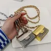 Tasarımcı mini çanta parıltılı elmas mini flep çantalar klasik gümüş diamante metal ruj kasası donanım zinciri paralar çantalı cüzdan lüks crossbody çanta