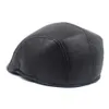 ベレットファッションフラットキャップメンシニマットPUレザーアヒル帽子ブラックディレクター男性ヴィンテージウィンタードライビング231201