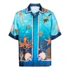 Koszulki męskiej sukienki Casablanca Designer Button Up Mens Silk Shirt Casual Hawaii Short Sleeve Beach Casablanc S Delivery Firma C Dhbov