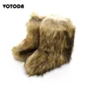 Botas Niños Nieve Fluffy Piel sintética Niños Cálido Furry Rainbow Tobillo Zapatos Lujo Antideslizante Algodón 231202