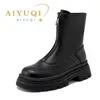 Bottes AIYUQI femmes Chelsea bottes en cuir véritable chaud bottes d'hiver femmes antidérapant Style britannique avant fermeture éclair femmes chaussons 231201