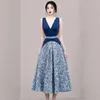 Casual Kleider Vintage Jacquard Formale Kleid Für Frauen 2023 Runway Sommer Sexy V-ausschnitt Ballkleid Elegante Ärmellose Party G975