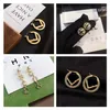 18K Gold Plate 925 Sliver Designers Stude Earring Gem Diamond Pearl Letter Charm Brand Women Tassel Crystal Kenring Wedding Party 286W