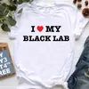 Kadın Tişörtleri Laboratuvar Mektubumu Seviyorum Baskı Grafik Tees Kadınlar Labrador Retrievers Köpek Anne/Sevgili Anneler Günü Hediyesi Femme Beyaz T-Shirt Yaz