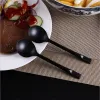 Disposable Plastic Spoons Frosted Soup Dessert Spoon Birthday Party Cake Dessert Ice Cream Tools ZZ