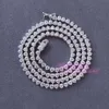 Hip Hop Sieraden Custom 3mm 3 tanden Tennisketting 925 Zilveren Klassieke Ronde Cut Diamond Moissanite Ketting