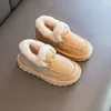 أحذية حجم 26-36 بنات ناعم في الكاحل شتاء الأطفال أحذية الفراء الدافئة لفتاة moccasins المتسكعون