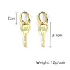 Charm Huanzhi Punk Gold Color Metal Key Drop Earrings Geometric Round Big Circel For Women Girls Party Jewelry Gift 231202