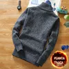 Winter Herren Fleece dicker Pullover halb Reißverschluss Rollkragenpullover Qualität Männlich Schlanker gestrickter Wollpullover für den Frühling 666