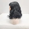 yielding New girl's natural and versatile wig with bangs on eyebrows black short curly wig cover high temperature silk wig cover