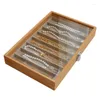 Ювелирные мешочки 1PC 10-сетечная деревянная коробка с видимой крышкой для крышки пылепроницаемой корзины для хранения для ожерелья организатор