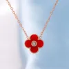 Van klaver ketting 18k rose goud niet-Tarnish titanium staal vierbladige klaver Koreaanse mode ketting paar geschenken