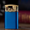 Two Turbo No Gas Lighter Windproof Unusual Funny Butane Metal Blue Cigar Lighters Gadgets For Men Gift Smoking Accessories