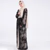 Etnische kleding moslim abaya's dames lichte luxe Dubai-jurk geborduurde lange Marokkaanse mode kanten chiffon trui