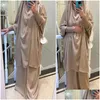 Ropa étnica Mujeres Musulmanas Oración Prenda Llanura 2 piezas Jilbab Set Nida Capucha Abaya Khimar Hijab Falda larga Islam Ropa Dubai Dro Dhegl