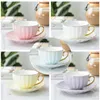 Mugs 7 Colors Pink Bone China Coffee Cup And Saucer Spoon One Set 200ML English Afternoon Tea Cups Party Coffeeware Mug 231201