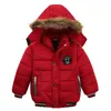 Down Coat 2-6 år Autumn Winter Boys Jacket varm päls krage mode baby flickor kappa huva blixtlås ytterkläder födelsedagspresent barn kläder 231202