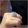 Anéis de casamento Top vender espumante jóias de luxo masculino 925 esterlina sier t princesa corte moissanite diamante festa eternidade homens casamento ba dhmf0