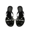 Damen-Designer-Luxus-Slide-Sandale mit Gumminieten, schwarzer Slipper, Sommer-Flip-Flops, flacher Schuh, Sliders, Mule, Herren-Loafer, schwarz, mit Nieten besetzte Reisesandale, Outdoor-Freizeitschuhe