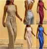 Party Dresses Fashion Summer Women's Round Neck Pullover Sleeveless High Waist Personality Sequin Straight One-Piece Trousers