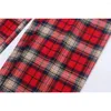 Men's Pants Red Plaid Men Women Japanese Style Cotton Straight Trousers