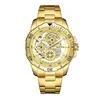 Wristwatches WIN Man Quartz Watch Fashion Luxury Waterproof Clock Men Casual Stainless Steel Sport Skeleton Wristwatch Relogio Masculino