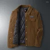 Jaquetas masculinas algodão acolchoado veludo quente jaqueta de inverno botão blusão outono cardigan vintage causal parka preto masculino