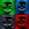 Máscara luminosa Halloween LED preto cicatriz em forma de V assustador fantasma rosto vestir adereço