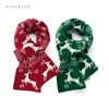 Halsdukar Elk Snow Flower Wool Scarf Women's Winter Men's Red Green Scarfs Christmas Year Gift Adults Scarves 231201